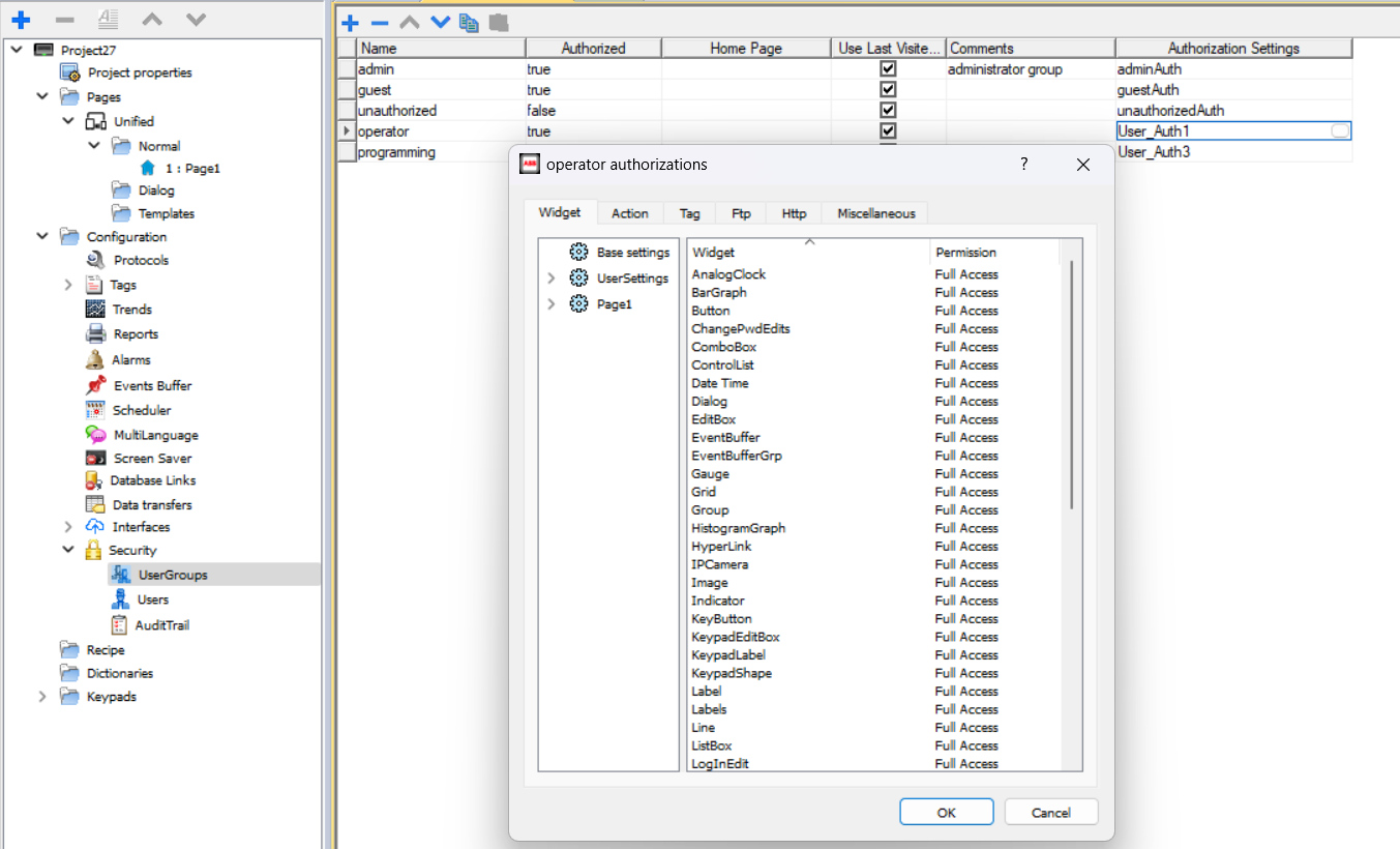 ABB HMI security features with panel builder 600